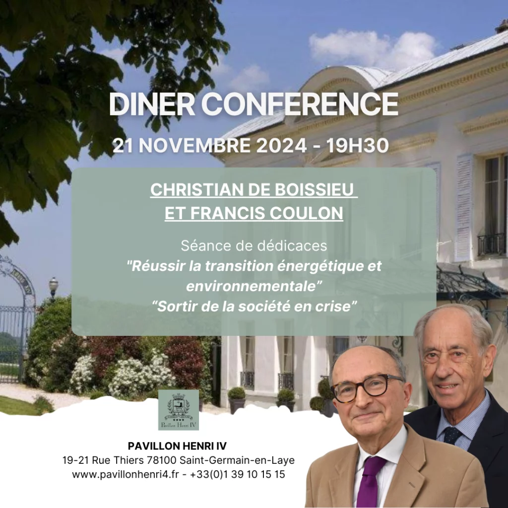 Dîner-Conférence avec Christian de Boissieu et Francis Coulon - 21 novembre 2024 à 19h30